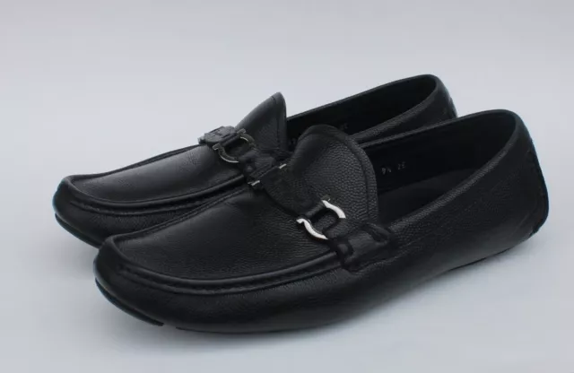 Salvatore Ferragamo Driving Loafers Gancini Bit Size 9.5 2E EE in Black Leather