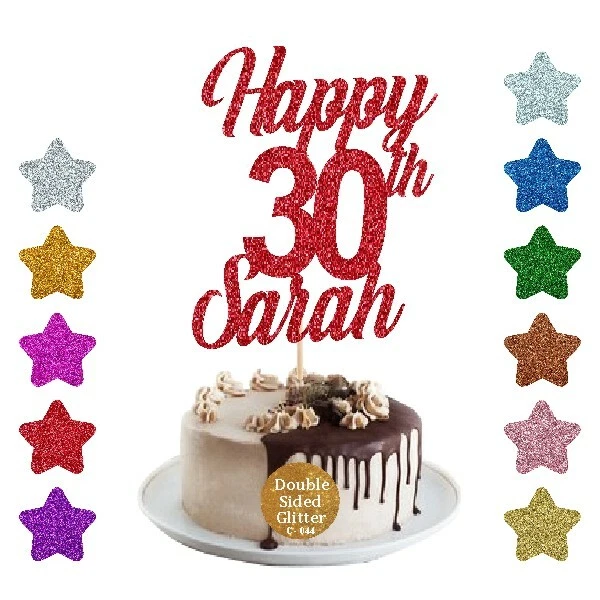 Personalised Happy  Birthday Cake Topper Any Name Any Age 10th 20th 30th 40th