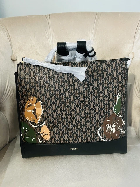 Petit sac à dos floral convertible Fossil Elina sac à main marron neuf