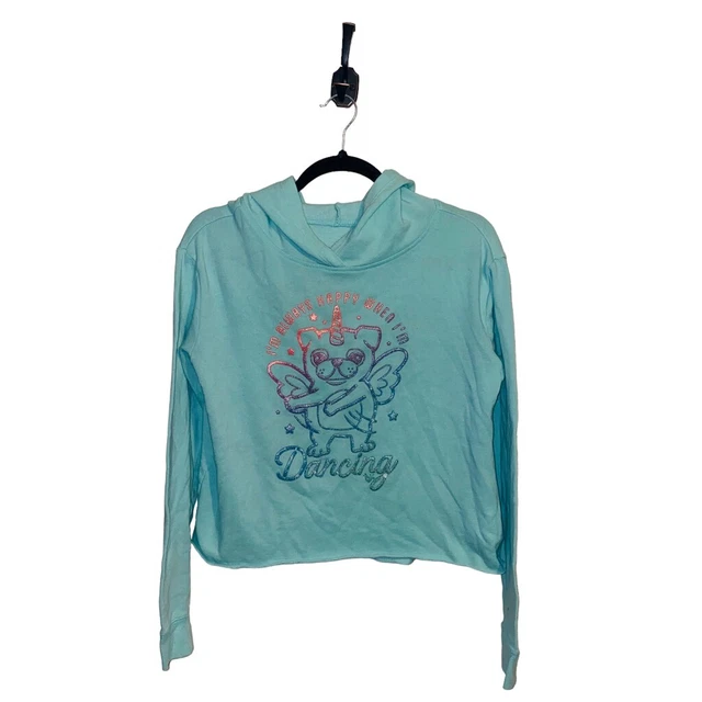 Justice Active "I'm Always Happy When I'm Dancing" Hoodie Blue Girls 14/16 Plus