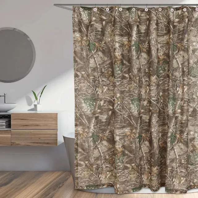 Realtree Edge Shower Curtain Rustic Forest Camouflage Design Size 72"x72" inch