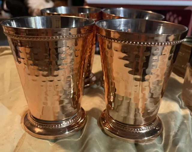 Godinger Hammered Beaded Mint Julep Cup, 3.25", Copper set of 4