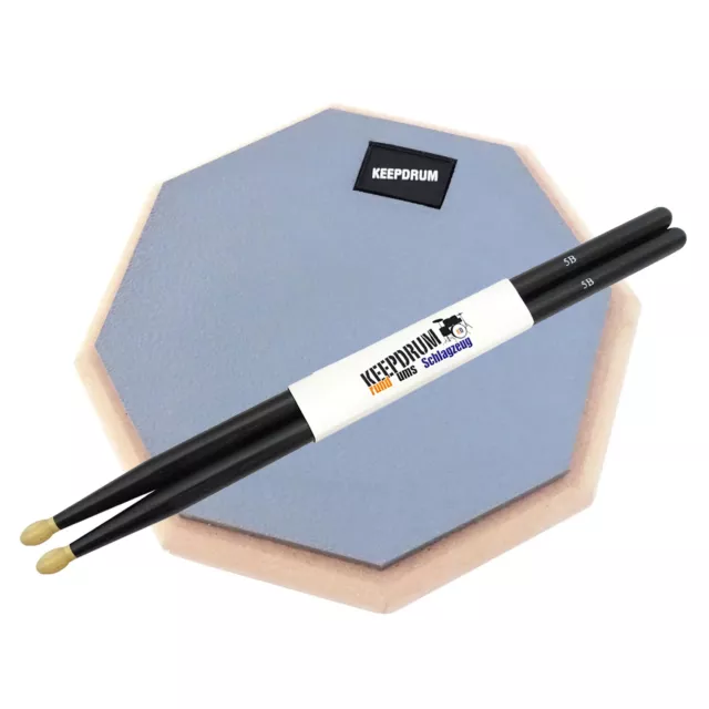 keepdrum DP-GY8 Practice Pad Grau 8 + Sticks 5BB