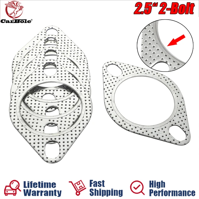 Sinytuto Pack-2 Car Exhaust Pipe Sealing Gasket Replacements, High Temperature Metal Vehicle Exhaust Pipe Clamp Flange Pad, Universal Automotive Silencer Joint Gasket Accessories (Silver #2.5In
