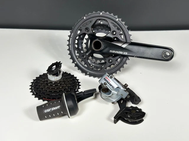 SRAM 3x8 4.0 Grip Shift Group - 8 speed Grip Shifter, X5 Crankset, cassette, BB SRAM 3x8 4.0 Grip Shift Group - 8 speed Grip Shifter, X5 Crankset, cassette, BB