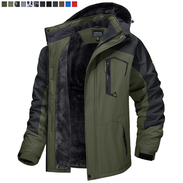 Men's Waterproof Winter Jacket Warm Winter Coat Outdoor Ski Snow Hooded Jacket