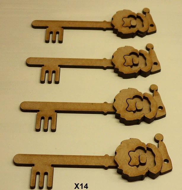 4 x CHIAVI MAGIC SANTA CLAUSE ALBERO NATALE LEGNO MDF TAGLIO LASER DECORAZIONE ARTIGIANATO