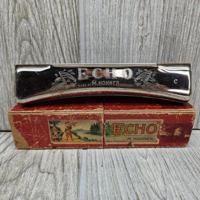 Vintage Harmonica M Hohner Echo Key C Curved Made in Germany Original Box 1937