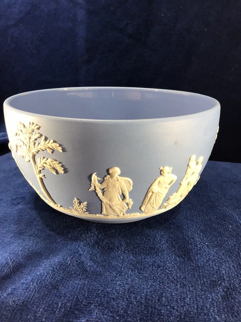 Vintage Wedgwood Jaspisgeschirr weiß auf blau Opfer Obstschale neo klassisch