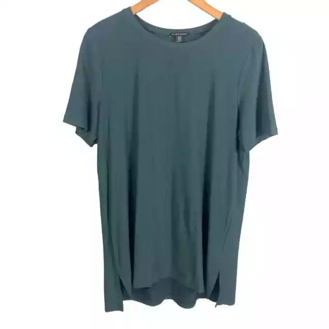 Eileen Fisher Women’s Green Tunic Short Sleeve T-Shirt Top Size Large Round Neck