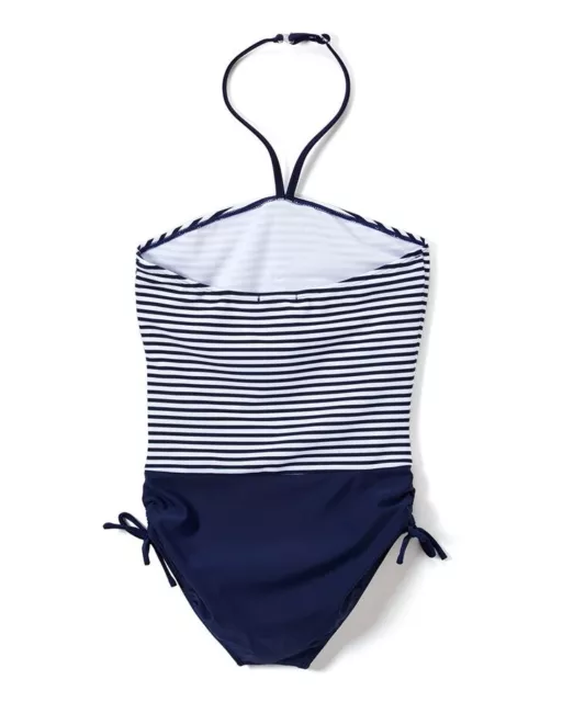 Kate Mack Girls Navy Stripe Tulip Side Ties 1pc Swimsuit Size 7 2