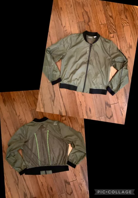 [AI1985] Womens Reebok Cardio Jacket Speedwick Mesh Back Light Army Green XL