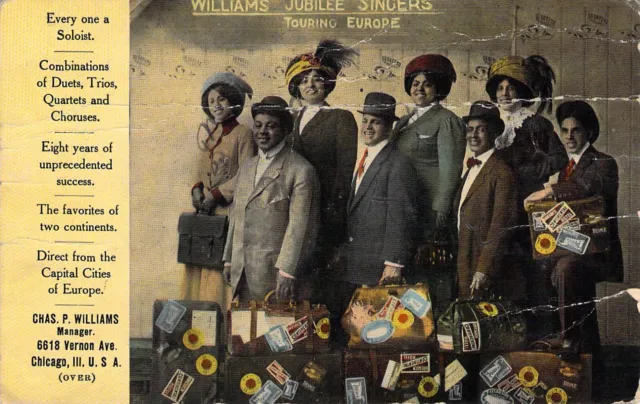 '12, Black Americana,Williams Jubilee Singers, Camp Pt, IL, Chautauqua,Post Card