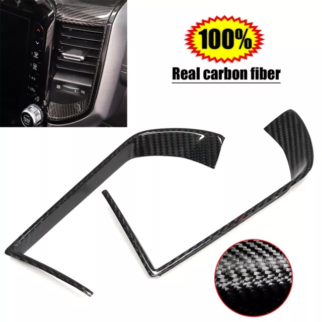 For Dodge Ram 1500 2019-24 Carbon Fiber Black Centre Air Vent Outlet Cover Trim