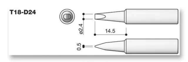 HAKKO - Panne à souder, burin, 2,4 mm