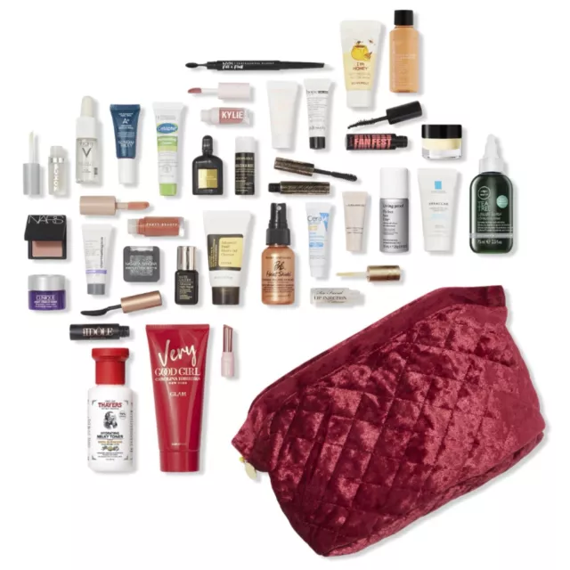 33 Piece ULTA BEAUTY Diamond Beauty Bag Gift Set Skincare Makeup DELUXE Samples