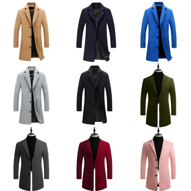 Mens Winter Warm Formal Trench Coat Long Jacket Work Tops Outwear Long Sleeve