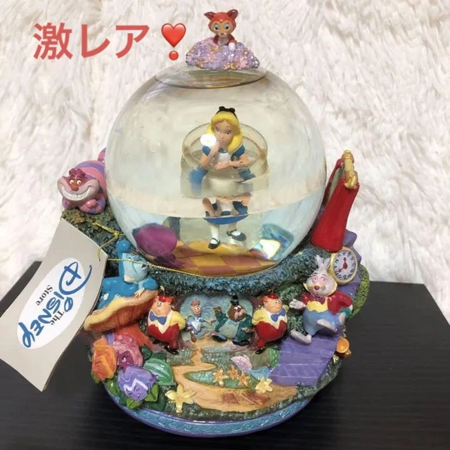 Vintage Disney Snow Globe with Alice In Wonderland Music Box H 21cm Size Rare