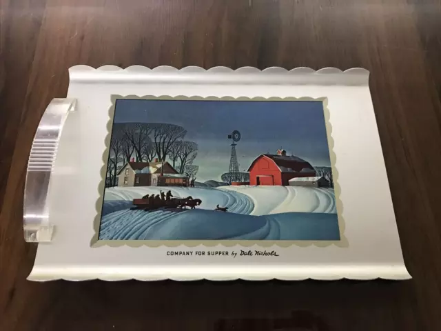 VTG Metal Tray Company For Supper Dale Nichols Farmhouse Horse Carriage 1 Handle