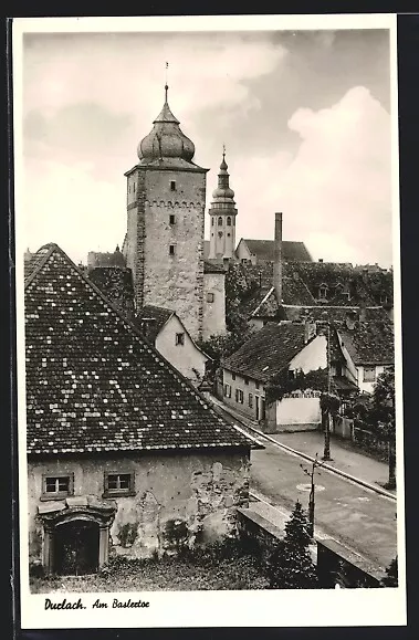 Ansichtskarte Karlsruhe-Durlach, Straße am Basler Tor