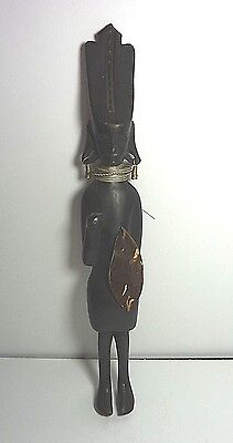 14 1/2" Vintage African Ebony Wood Figurine Sculpture Woman!