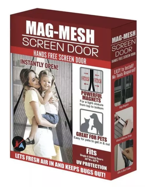 MAG-MESH Magnetic Screen Door Heavy Duty Strong Magnets & Mesh -Transparent