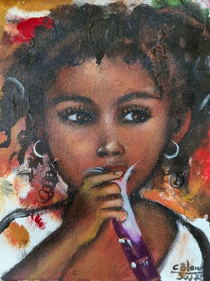 CAREL Little Bijoux Haitiano Art Pittura Da Popolare Carel Blain Girl Portrait Haiti 