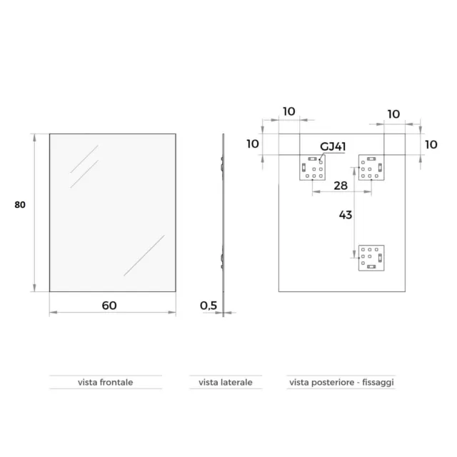 Specchio bagno o soggiorno reversibile con lampada led 30 cm da 80 x 60 cm 2