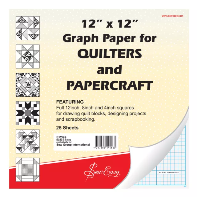 Papel gráfico Sew Easy Quilters 12"" x 12"" pulgadas