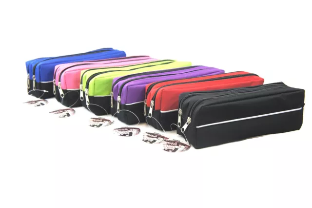 Large Double Zip Fabric Pencil Case - Ideal For School/College/Uni.- Make up Bag