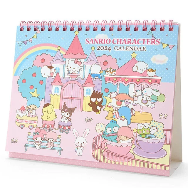 SANRIO CHARACTERS 2024 Ring 12 Monthly Desk Calendar Planner for Easy