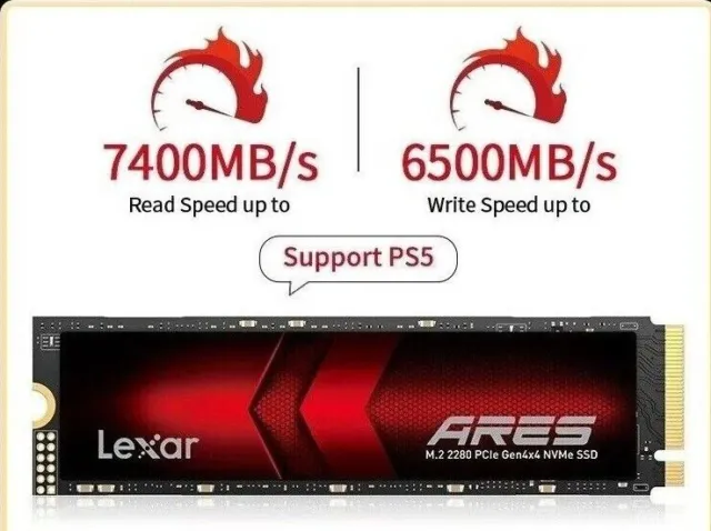 Lexar SSD NVME interne pour PS5 et PC, M.2 2280 SSD ARES M2 NVMe PCIe 4.0