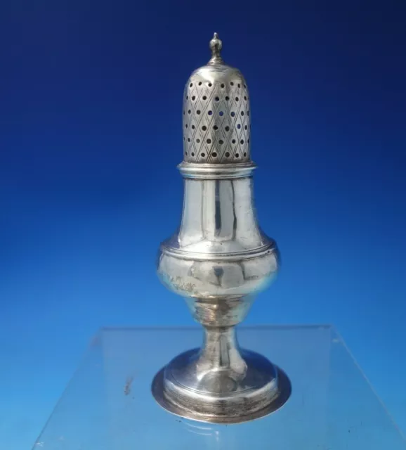 English Georgian Sterling Silver Pepper Shaker Crosshatch Repaired 5 1/2" #5705