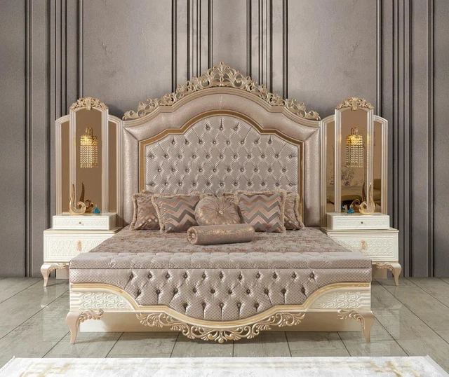 Set Chambre à Coucher Lit 2x Nachttische 3tlg.Luxus Set Complet Design