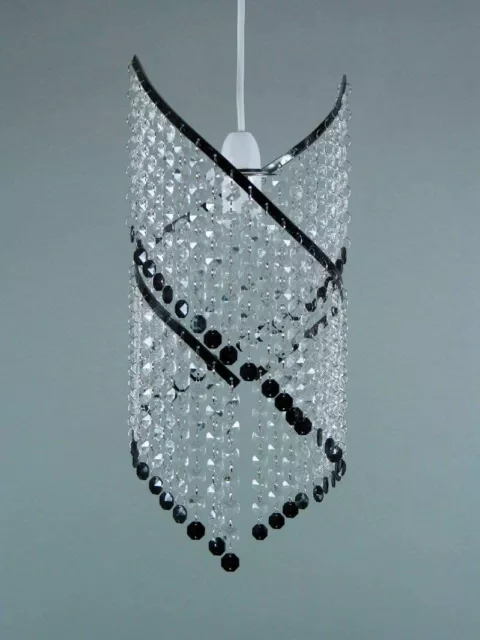 Modern Acrylic Chandelier Spiral Ceiling Light Shade Crystal Bead Droplet Pendan