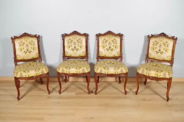 Quatre chaises style Louis XV noyer 1900