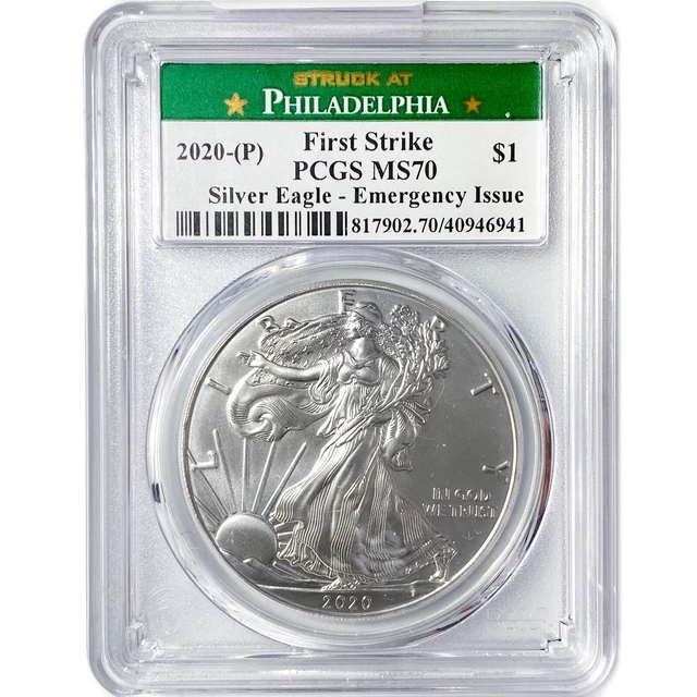 2020 American 1oz Silver Eagle Coin PCGS MS70 1st Strike
