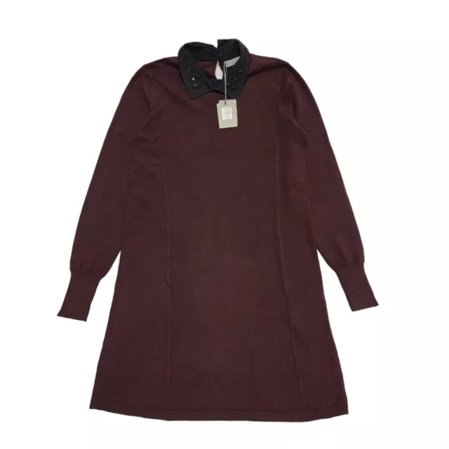 Oasis Burgundy Long Sleeve Shift Dress UK Women's 8 Bnwt BB360