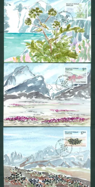 Greenland. 2004. 3 FD. Set. Maximum Card. Edible Plants. Sc.# 431-432-433.