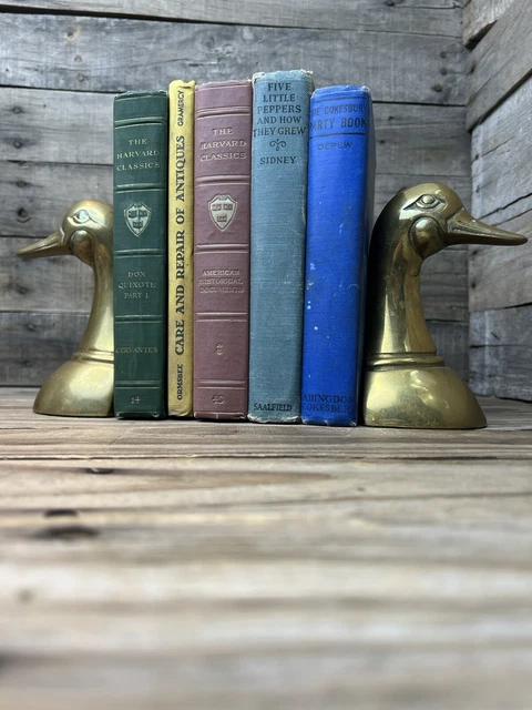 Vintage MCM Mid Mod Pair of Mallard Duck Brass Heavy Weighted Bookends Original