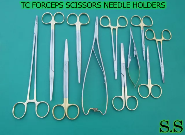 10 Tc Forceps Scissors Mathieu Needle Holders Surgical Dental Instruments-S.s