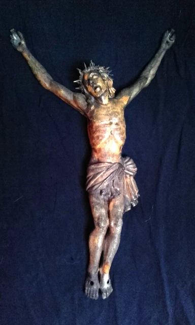 COURONNE DIADÈME VIERGE Statue Laiton Doré Strass Fleurs XIXème Siècle