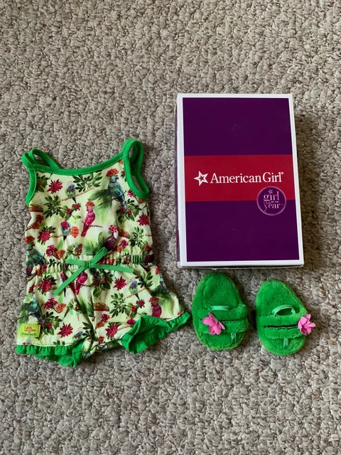 American Girl Lea Clark 2016 Lea's Rainforest Dreams Pajamas for 18" Doll EUC