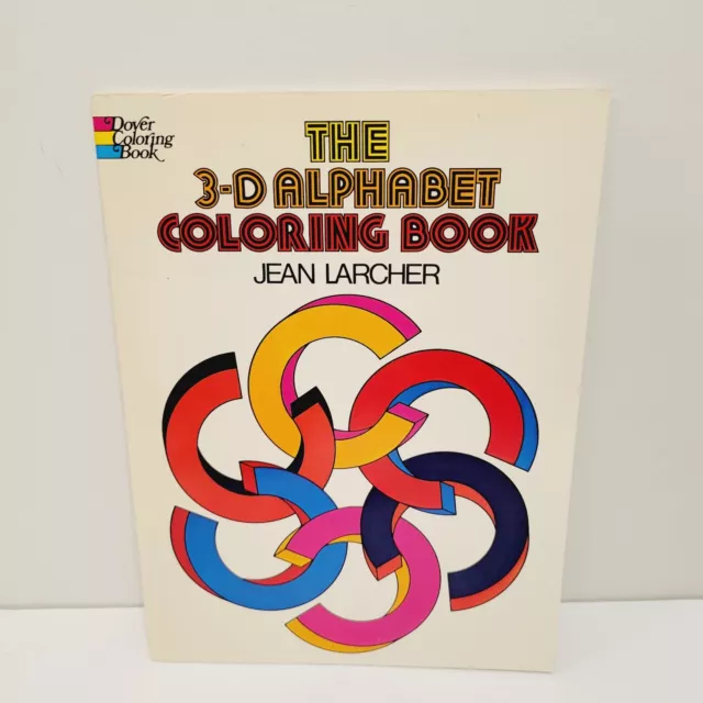 Libro para colorear vintage de Dover el alfabeto 3D de Jean Larcher LIMPIO