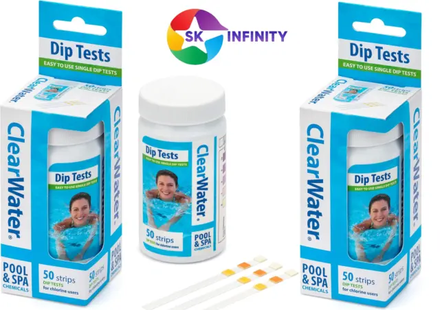Clear water Hot Tub Pool and Spa Chemical Test Strips x 50 Measures Chlorine, PH