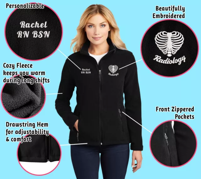 Personalized Radiology Embroidered Zip Up Fleece Jacket 2