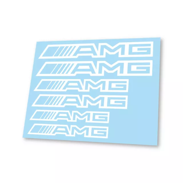 Amg Outlined Premium High Temp Brake Caliper Decals X6 White