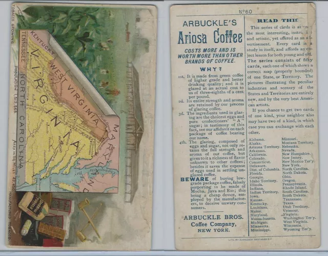 K6 Arbuckle Coffee, Illustrated Atlas of the U.S., 1890, #60 Virginia