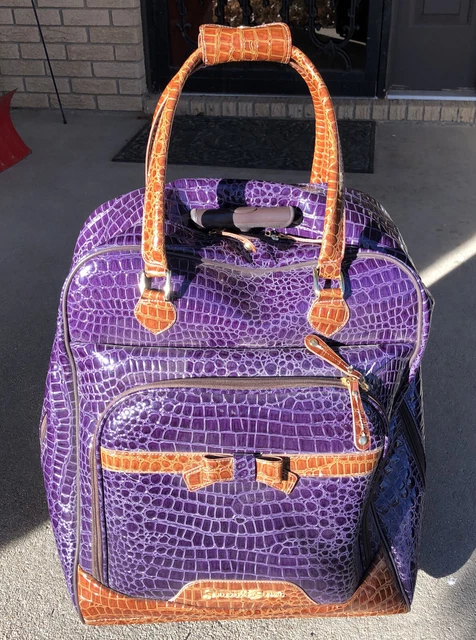 Samantha Brown  Purple Croco Embossed  Rolling Carry-on Suitcase 20x16x9
