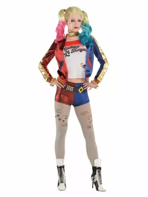 Harley Quinn Ladies Fancy Dress Halloween Suicide Squad Womens Villain Costume